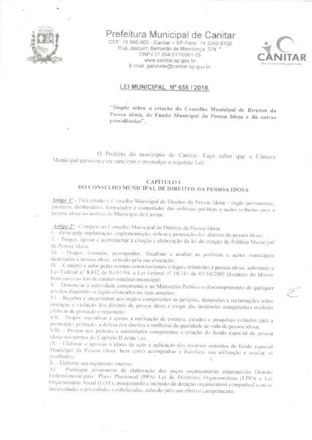 Leia mais sobre o artigo Lei Municipal nº 655 2018 2   Dispõe sobre a criação do Conselho Municipal de Direitos da pessoa idosa.